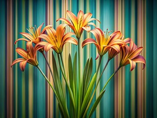 Wall Mural - elegant african corn lilies: minimalist panoramic striped design