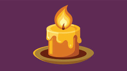 Aufkleber - Bright yellow candle with a gentle flame illuminating a warm setting, creating a cozy atmosphere perfect for relaxation or meditation activities