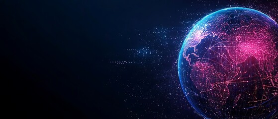 Global network connections, dark background