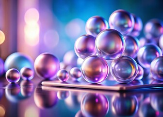 Wall Mural - lavender glass morphism background with tilt-shift effect: spheres and partitions