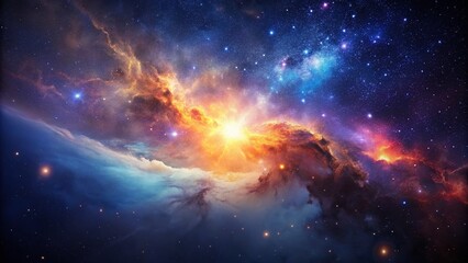 Wall Mural - Minimalist Cosmic Nebula: Glowing Stars and Deep Space Wonders