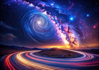 Wall Mural - Mystical Galaxy Path: Long Exposure Star Trails Photography