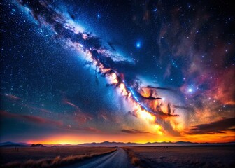 Wall Mural - Starry Night Horizon: Deep Space Photography with Crisp Focus
