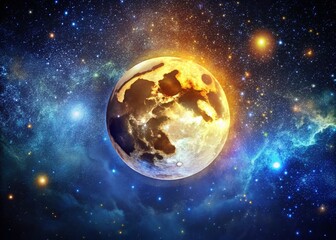 Wall Mural - surreal full moon night sky - glowing lunar orb in cosmic landscape