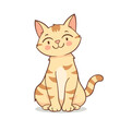 © Yeny - Cute Smiling Cartoon Cat Sitting - Adorable Happy Pet Illustration