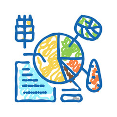 Wall Mural - crop analytics smart farm icon doodle illustration