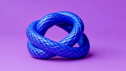 Poster - Abstract blue knot, purple background, 3D render, design element