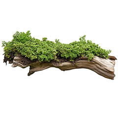 Poster - Green moss growing on a piece of driftwood. The wood is weathered and textured, providing a beautiful contrast to the vibrant green moss.
