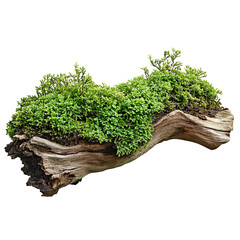 Poster - A vibrant display of green plants flourishing on a weathered log, showcasing the beauty of nature's resilience