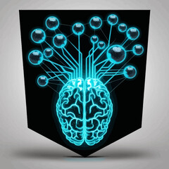 Poster - Brain Illuminated with Neural Network in Glowing Blue