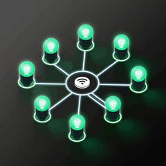 Poster - Lit Lightbulbs Connected to Wifi Network