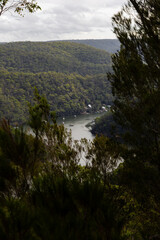 Canvas Print - Scenic view of mountain and river.