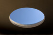 © Yuriy T - large skylight in modern concrete building minimalist minimal photo photography (blue sky portal port hole style brutalist postmodern) sunlight roof circle round oval holes