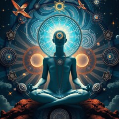 Wall Mural - Cosmic meditation and enlightenment.
