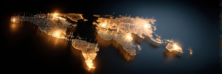 Leinwandbilder - Exploring the Concept of a Global Online Shopping Network Represented by a Glowing World Map Generative AI
