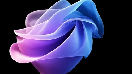 Poster - Abstract purple-blue flowing form, dark background, digital art, design element