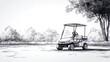 © Almahyra - Golf Cart in Park Sketch