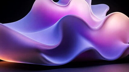 Poster - Abstract purple and pink glowing waves, dark background, digital art, website header