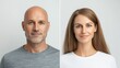 © Creations Photo  - Split image of man and woman with bald spots on one side and full hair on the other on white background