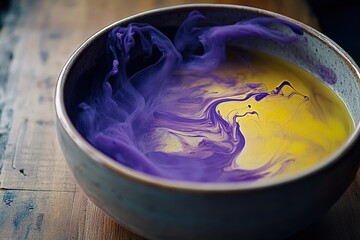 Poster - A vibrant, swirling soup display in a ceramic bowl.