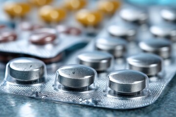 Poster - Blister Pack With Missing Pills Symbolizes Memory Loss and the Importance of Medication in Everyday Life in a Healthcare Setting Generative AI