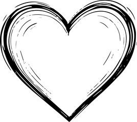Poster - Heart symbol illustration with sketch brush style conveys love and passion on a white background, perfect for Valentine's Day.
