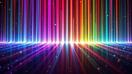 Poster - Vibrant light beams creating a rainbow spectrum digital art creation contemporary design colorful background abstract viewpoint visual harmony for seo impact