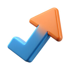 Poster - 3d rendering of a blue and orange arrow pointing upwards representing progress