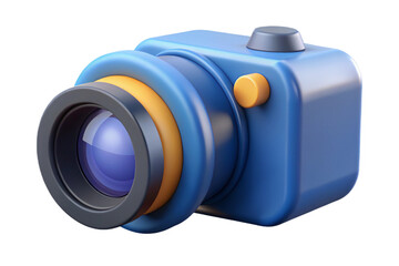 Poster - Modern 3d rendered blue camera isolated against a White background for artistic usage