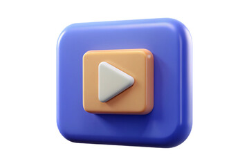 Poster - Play button icon representing multimedia and digital content in a modern 3d render