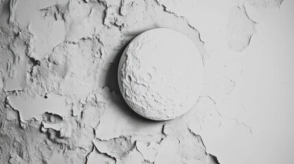 A textured white sphere resembling the moon's surface with craters.