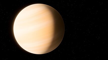 Wall Mural - Pale orange exoplanet with subtle cloud bands visible against a dark, starry backdrop