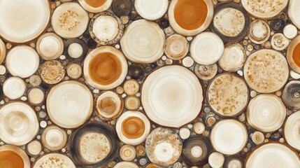 Poster - Wood slice mosaic creating a rustic and natural pattern for backgrounds and textures in design projects