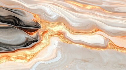 Poster - Textured marble with fluid beige-gray striations and a luxurious sheen, perfect for architecture or backgrounds