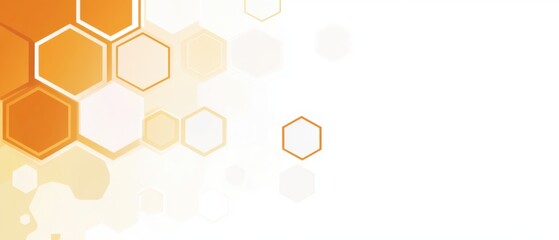 Poster - Abstract Orange Hexagons on White Background for Modern Design and Technology Presentation or Scientific Template