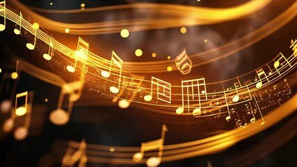 Poster - Closeup view of glowing musical notes showing intricate details in a dynamic and artistic composition, Musical notes of a piece of music closeup