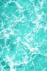 Poster - Azure Ocean Surface with White Foam and Swirling Patterns of Water Movement and Turbulence