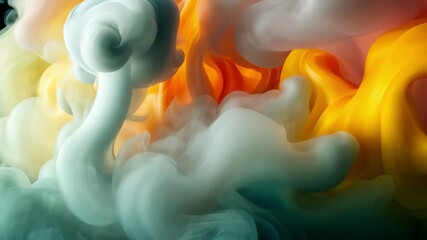 Poster - Smoke swirls in vibrant colors creating a mesmerizing display of dynamic movement and beauty, Gorgeous smoke mixing colors Silky and turbulent smoke