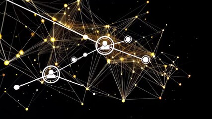 Poster - Network of connections illuminated over a dark background representing complex data relationships, network of connections over spots on black background