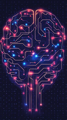 Poster - 
A futuristic electronic brain with glowing circuits symbolizes artificial intelligence, innovation, and the fusion of human cognition with digital technology, isolated on a transparent background.

