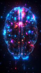 Poster - 
A futuristic electronic brain with glowing circuits symbolizes artificial intelligence, innovation, and the fusion of human cognition with digital technology, isolated on a transparent background.

