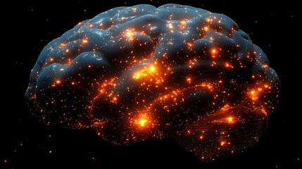 Poster - 
A futuristic electronic brain with glowing circuits symbolizes artificial intelligence, innovation, and the fusion of human cognition with digital technology, isolated on a transparent background.

