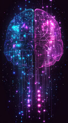 Poster - 
A futuristic electronic brain with glowing circuits symbolizes artificial intelligence, innovation, and the fusion of human cognition with digital technology, isolated on a transparent background.

