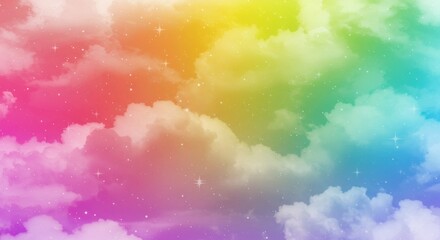 Wall Mural - Colorful Sky Backdrop with Clouds and Stars for Fantasy Designs