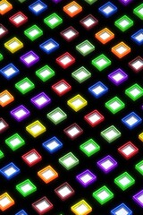 Aufkleber - Colorful Isometric Boxes with White Centers on a Black Background Seamless Pattern