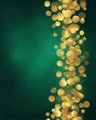 Poster - Emerald Green Backdrop with Golden Bokeh Lights for Festive Celebrations and Special Events