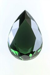Poster - Emerald gemstone with a pear cut on white background for jewelry and design projects