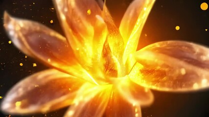 Poster - Mesmerizing golden particles flow gracefully creating an enchanting visual spectacle, 4K beautiful particles flow across the frame CGI