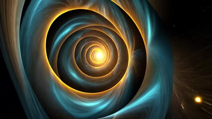 Poster - Spirals of light and connection creating a cosmic network against a dark background, spirals and network of connections on black background