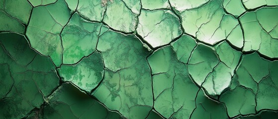 Poster - green cracked earth texture background for ecological themes and abstract designs with natural patte